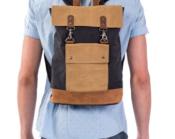 Hillside Canvas Backpack - Canvas Leather Backpack Travel Bag Hiking Backpack Modern Canvas Backpack Travel Hiking Backpack | TSD Brand