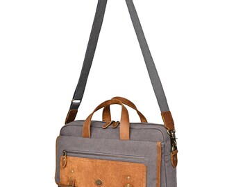 Valley Oak Brief Messenger Bag | Suede Leather Messenger Bag | Luxury Messenger | Canvas Messenger Bag | Shoulder Crossbody Bag | TSD Brand