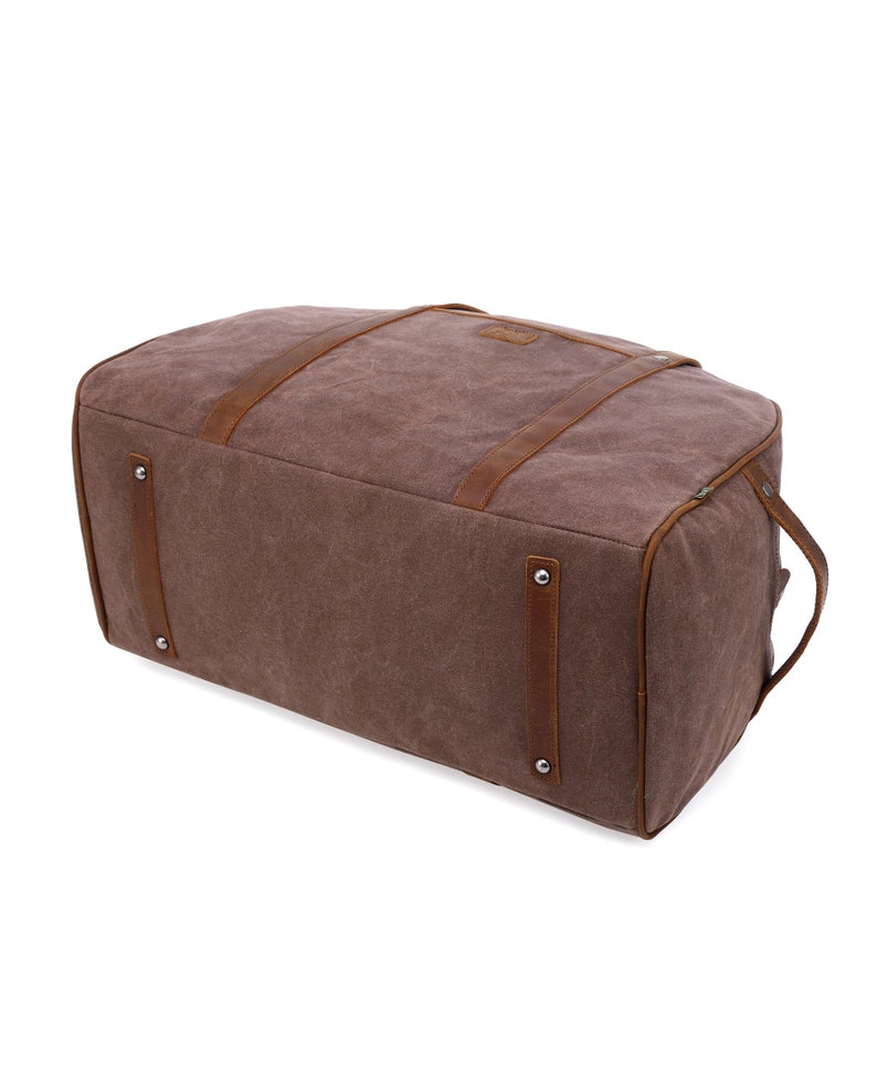 Stone Creek Duffel Bag Suede Suitcase Leather Luggage Waxed Canvas Duffel Bag Leather Travel Bag Duffel Carry On Bag TSD Brand image 8