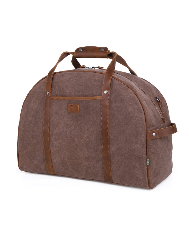 Stone Creek Duffel Bag Suede Suitcase Leather Luggage Waxed Canvas Duffel Bag Leather Travel Bag Duffel Carry On Bag TSD Brand image 3