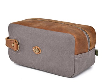 Valley Oak Waxed Canvas Toiletry Bag | Leather Toiletry Bag | Mens Toiletry Bag | Womens Toiletry Bag | Cosmetic Bag | Dopp Bag | TSD Brand