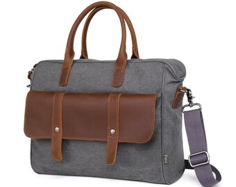 Valley Hill Briefcase Messenger | Leather Messenger Briefcase | Canvas Messenger Bag | Carrying Case Laptop Bag | Mens Messenger | TSD Brand