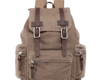 Silent Trail Backpack | Canvas Backpack | Leather Travel Backpack | Hiking Backpack | School College Backpack | Leather Backpack | TSD Brand