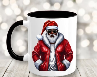 Santa Mug, Christmas Mug, Hot Cocoa Mug, Vintage Santa, Hot Chocolate Mug, African American Santa, Black Santa Clause Mug, Black Santa