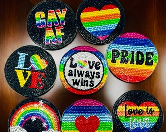 El amor gana posavasos/ Juego de posavasos de bebidas /Para papá/ Posavasos portavasos/Regalos para ella/Posavasos únicos/ Regalo del Día del Padre/LGBTQ