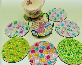 Posavasos de Pascua/Juego de posavasos de bebidas/Posavasos portavasos/Regalos para ella/Posavasos únicos/Regalos de primavera/Regalos del Día del Padre/Decoración del hogar/Pascua