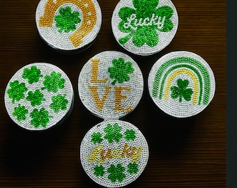 Posavasos de la suerte/Juego de posavasos de bebidas/Regalos para él/Posavasos portavasos/Regalos para ella/Posavasos únicos/Regalo del Día del Padre/Productos hechos a mano