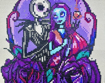 Jack & Sally Pesadilla antes de Navidad Exhibición de arte/Artes de diamantes/Regalo hecho a mano/Regalos para él/Regalos para ella/Regalos de Navidad/Regalos únicos/Venta