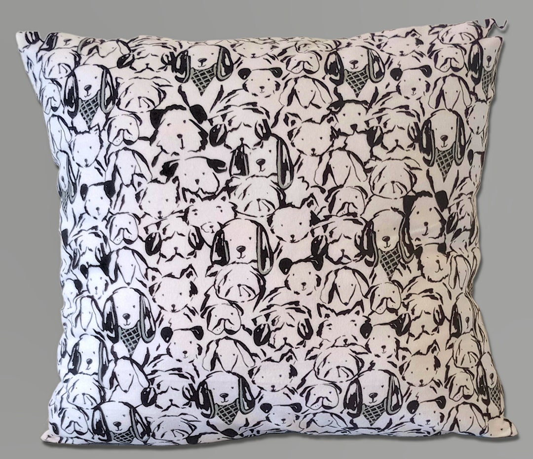 Unique Black and White Comic Script Dogs Pillow 17 Square, Reversible ...