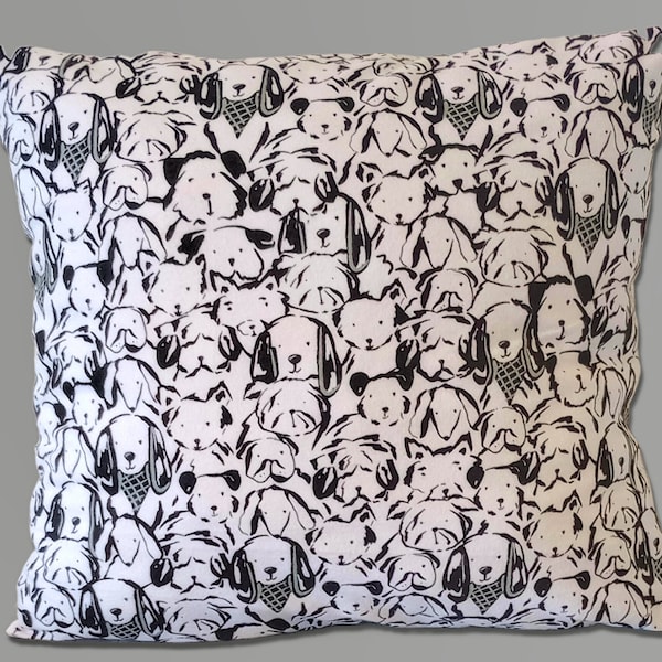 Unique Black and White Comic Script Dogs Pillow - 17 Square, Reversible 'The Snuggle is Real' Design - Soft Flannel Fabric, Cozy and Comfy