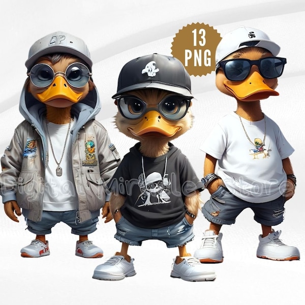 Cool Duck PNG, Cartoon Duck, Funny Duck, Duck with Sunglasses Clipart, Duck PNG, Duck Sublimation Designs, Hip Hop Duck, Urban Duck