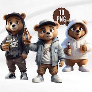 Teddybeer met bier, hiphop teddybeer, coole teddybeer, graffiti teddybeer, gangster teddybeer, hiphop PNG, Gangsta illustraties, stedelijke