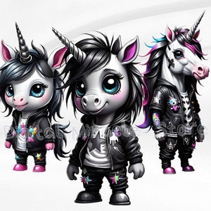 Emo Unicorn, Gothic Unicorn, Cute Emo, Black Unicorn, Dark Fantasy Unicorn, Cool Unicorn, Punk Rock Unicorn, Unicorn Clipart, Dark Unicorn zdjęcie 1