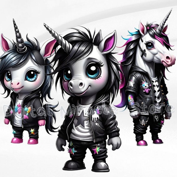 Emo Unicorn, Gothic Unicorn, Cute Emo, Black Unicorn, Dark Fantasy Unicorn, Cool Unicorn, Punk Rock Unicorn, Unicorn Clipart, Dark Unicorn