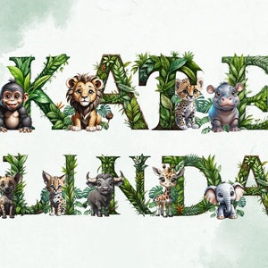 Letras Animais, Letras Safari, Letras Da Selva, Sublimação Do Alfabeto, Safari PNG, Letras De Animais Da Selva, Alfabeto Baby Safari, Tema Da Selva