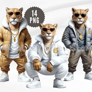 Cool Cougar, Cougars PNG, Funny Cougar, Puma Clipart, Cougar in Clothes, Cartoon Cougar, Cougar in Sunglasses, Hip Hop Cougar, Graffiti Cougar