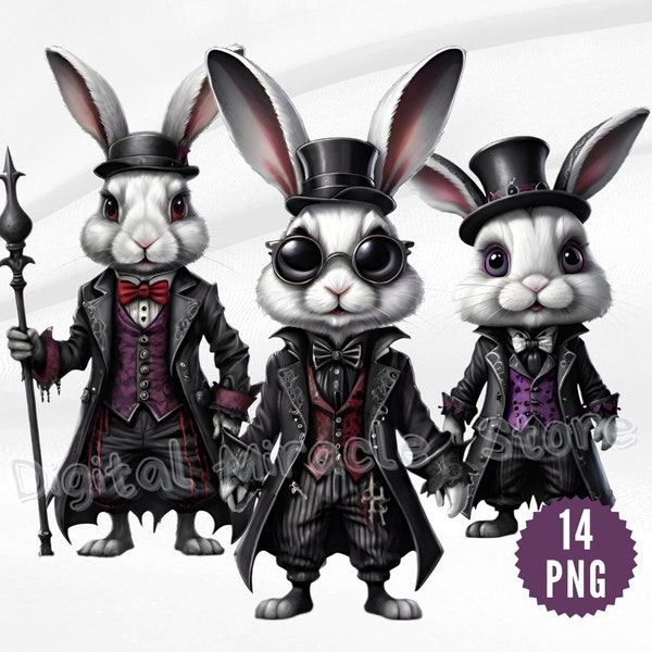 Gothic Bunny, Punk Bunny, Emo Bunny, Gothic Easter Clipart, Punk Easter PNG, Creepy Easter Bunny, Goth Bunny, Bunny Clipart, Rabbit Clipart