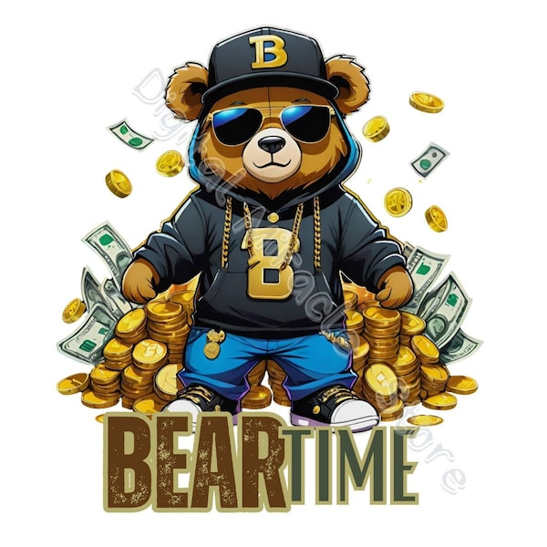 Bear Time PNG, Bitcoin PNG, Bitcoin Digital Art, Crypto Shirt, Bull vs Bear, Gangster Teddy Bear PNG, Bear Market, Bitcoin Bear, Wall Street