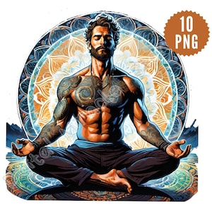 Meditation PNG, Meditating Man, Spiritual Mens, Yoga Clipart, Yoga PNG, Meditation Clipart, Meditation Clip Art, Spiritual Clipart, Shaman
