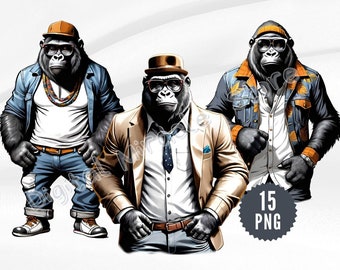 Cool Monkey, Cool Gorilla, Monkey in Glasses, Hipster Monkey, Funny Monkey, Monkey Sublimation, Urban, Monkey in the Hat, Streetwear Gorilla