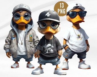 Cool Duck PNG, Cartoon Duck, Funny Duck, Duck with Sunglasses Clipart, Duck PNG, Duck Sublimation Designs, Hip Hop Duck, Urban Duck
