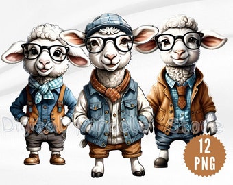 Funny Sheep Clipart, Sheep in Clothes, Cool Sheep, Hipster Sheep, Urban Sheep, Streetwear Sheep, Sheep Clip Art, Sheep Sublimation