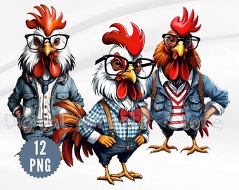 Stedelijke haan, grappige haan PNG, hipster haan, grappige kip PNG, gekke kip PNG, kip sublimatie, coole haan, coole kip