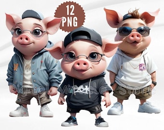 Cool Pig PNG, Hip Hop Pig, Cartoon Pig, Funny Pig PNG, Pig with Sunglasses, Pig Clip Art, Pig Sublimation, Gangster Pig, Urban Pig, Clipart