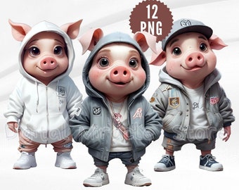 Cartoon Pig, Cool Pig PNG, Hip Hop Pig, Funny Pig PNG, Pig with Sunglasses, Pig Clip Art, Pig Sublimation, Gangster Pig, Urban Pig, Clipart