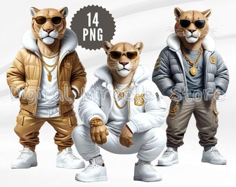 Cool Cougar, Cougars PNG, Funny Cougar, Puma Clipart, Cougar in Clothes, Cartoon Cougar, Cougar in Sunglasses, Hip Hop Cougar, Graffiti Cougar