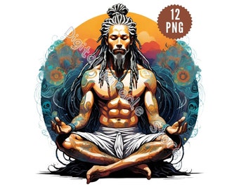 Meditation PNG, Meditating Man, Rasta PNG, Yoga Clipart, Spiritual Mens, Reggae PNG, Meditation Clipart Spiritual Clipart, Rastafarian