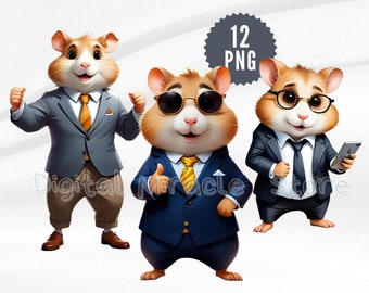 Hamster in Suit, Hamster Businessman, Kombat, Business Hamster, Hamster in Clothes, Cartoon Hamster Clipart, Funny Hamster