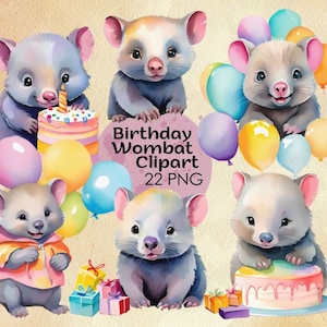 Wombat with Balloons, Wombat PNG, Aussie Party, Birthday Wombat, Wombat Sublimation, Australian Animals Birthday, Wombat PNG, Cute Wombat