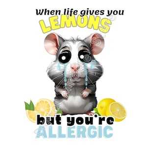 Sad Hamster PNG, Funny Hamster, When Life Gives You Lemons, Cool Hamster, Lemons PNG, Sad Hamster with Bow, Hamster PNG, Digital Download