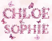 Pink Letters PNG, Pink Alphabet, Butterfly Alphabet PNG, Butterfly Letters, Flower Alphabet, Blush Alphabet, Digital Alphabet,Pink Butterfly