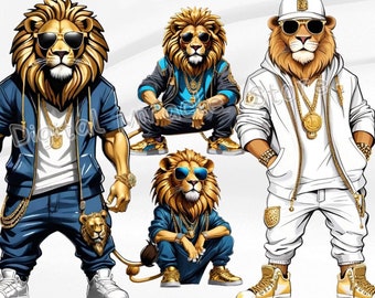 Gangsta Money Lion Png, Urban Lion, Lion Sublimation, Funny Lion, Lion Clipart, Trendy Lion, Hip Hop Lion, Lion PNG, Funny Animal