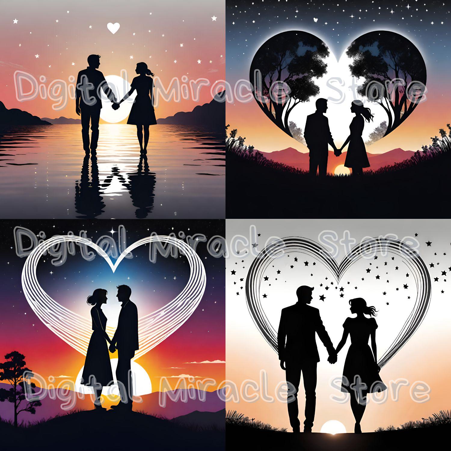 Couple in Love PNG, Silhouette Jpeg, Valentine's Day, Romantic Clipart ...