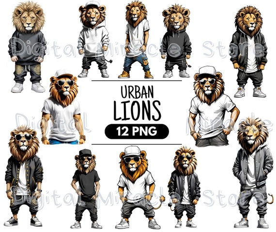 Hip Hop Lion, Urban Lion, Funny Lion, Gangsta Lion, Lion in Hoodie