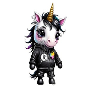 Emo Unicorn, Gothic Unicorn, Cute Emo, Black Unicorn, Dark Fantasy Unicorn, Cool Unicorn, Punk Rock Unicorn, Unicorn Clipart, Dark Unicorn zdjęcie 4