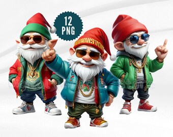 Cool Gnome, Hip Hop Gnome, Christmas Gnome, Xmas Gnome, Rapper Gnome, Urban Gnome, Festive Gnomes, Winter Gnome, Funny Gnome with Sunglasses