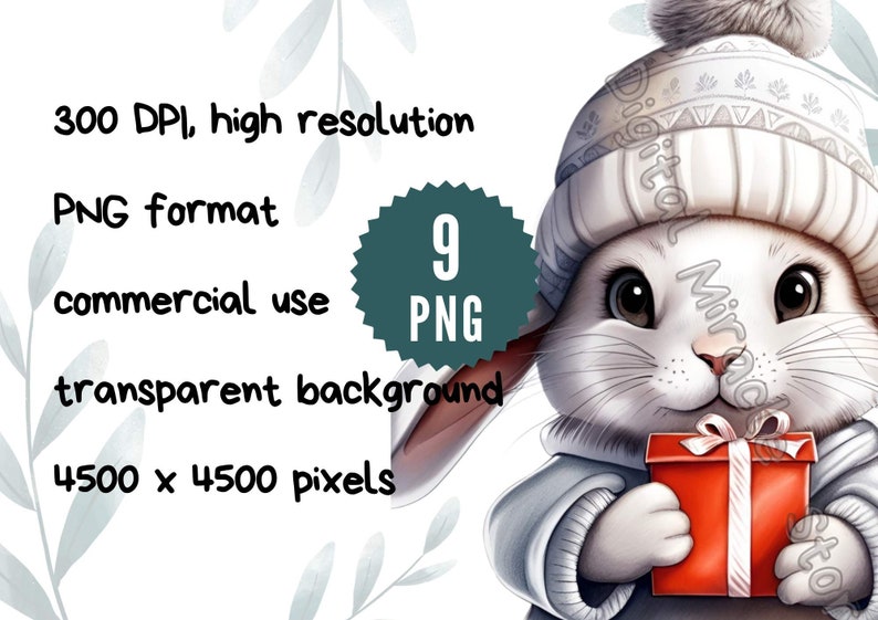 Christmas Bunny Clipart, Winter Bunny PNG, Rabbit Christmas PNG ...
