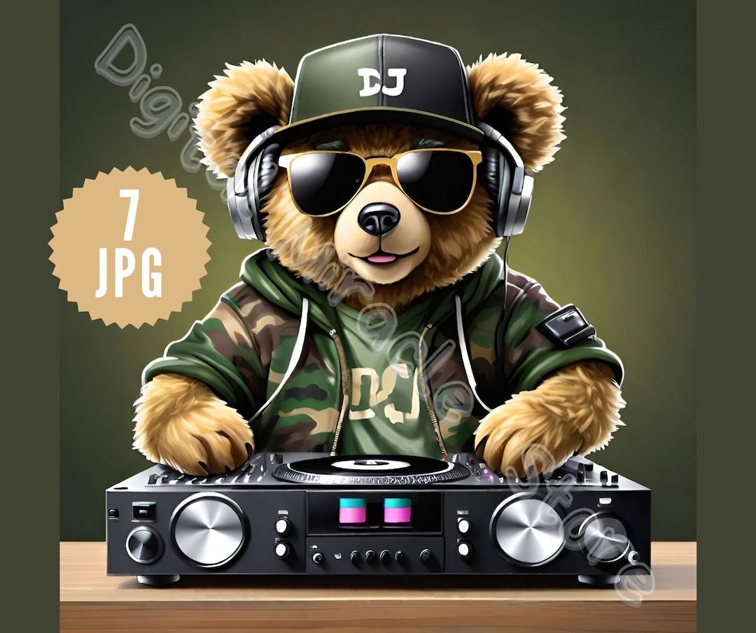 DJ Teddy Bear, Music Teddy Bear, Music Clipart, Teddy Bear in ...