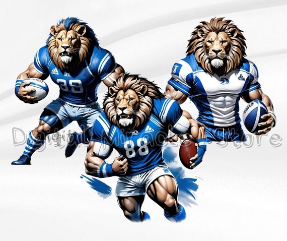 Blue Lion PNG, Lion Rugby, Game Day Lion, Lions Football PNG, Rugby Clipart, Rugby PNG, Lion Logo Design, American Football, Football Team