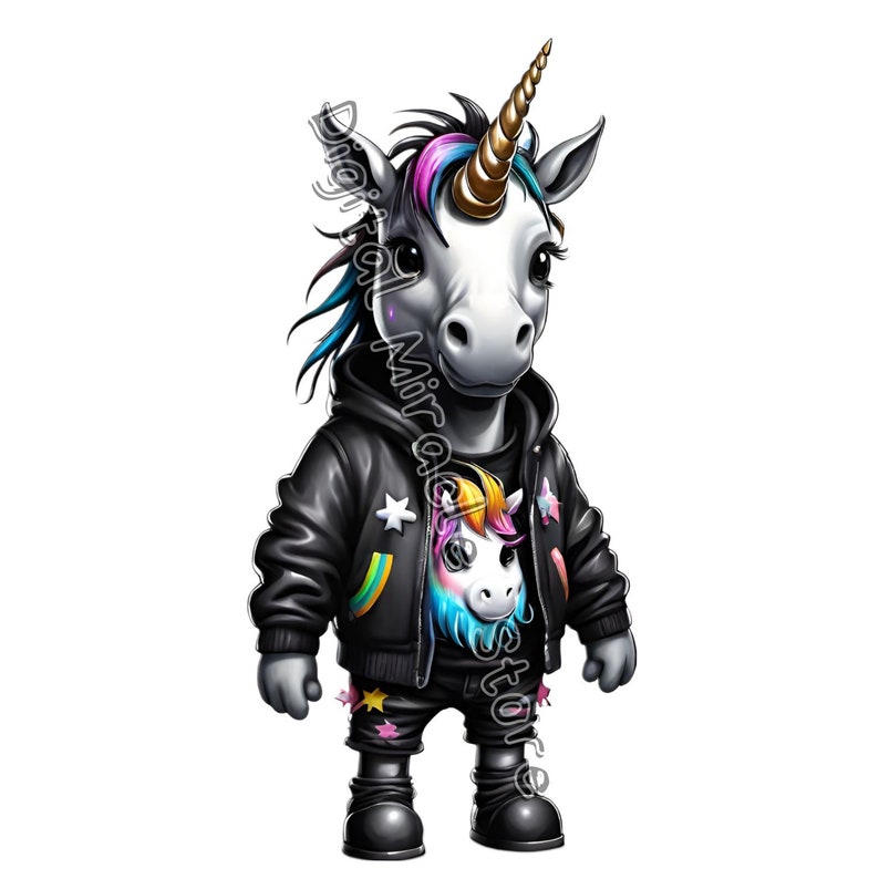 Emo Unicorn, Gothic Unicorn, Cute Emo, Black Unicorn, Dark Fantasy Unicorn, Cool Unicorn, Punk Rock Unicorn, Unicorn Clipart, Dark Unicorn zdjęcie 7