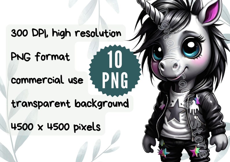 Emo Unicorn, Gothic Unicorn, Cute Emo, Black Unicorn, Dark Fantasy Unicorn, Cool Unicorn, Punk Rock Unicorn, Unicorn Clipart, Dark Unicorn zdjęcie 9