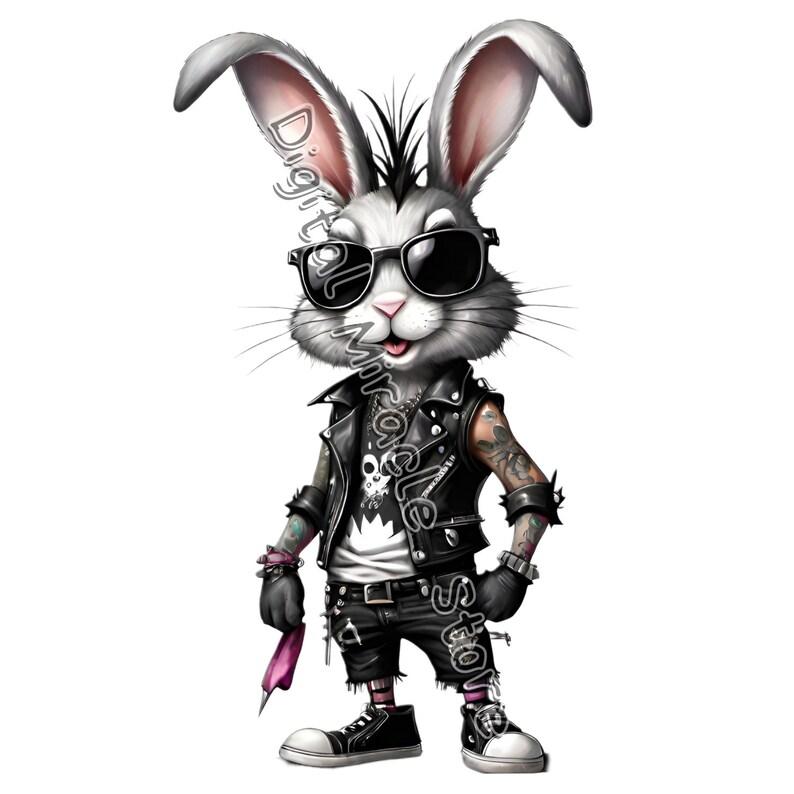 Punk Bunny, Gothic Bunny, Punk Rock Bunny, Punk Easter PNG, Emo Bunny ...