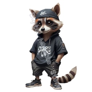 Hip Hop Raccoon, Cartoon Raccoon, Funny Raccoon PNG, Raccoon With Hat ...