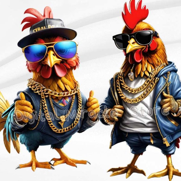 Funny Rooster PNG, Funny Chickens Clipart, Funny Chicken PNG, Hip Hop Rooster, Crazy Chicken PNG, Chicken Sublimation, Cool Chicken