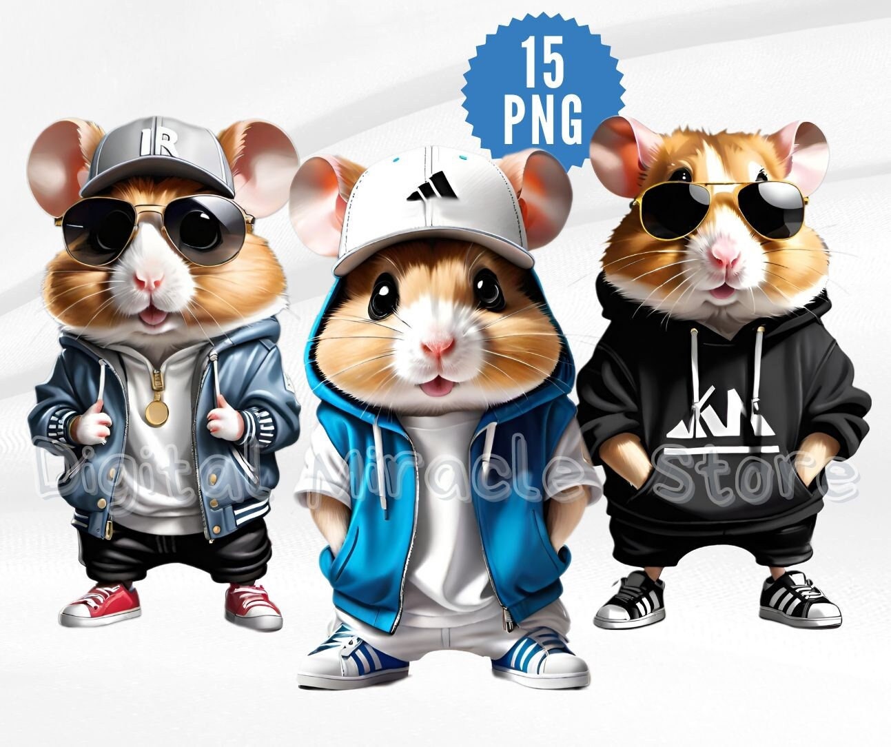 Hamster Clipart, Funny Hamster, Cool Hamster, Hip Hop Hamster, Hamster with Sunglasses, Cartoon, Hamster in Clothes, Hamster Sublimation