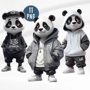 Panda Genial, Panda Hip Hop, Panda Clipart, Panda Bear Clipart, Panda de Dibujos Animados, Panda Graffiti, Panda Lindo, Panda Urbano, Panda en Ropa